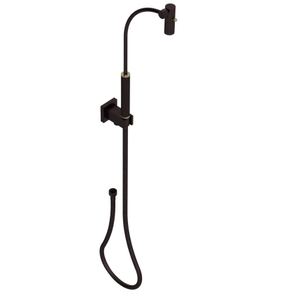 Rubinet Hand Held Shower Bidet with Extended Reach & Dual Function Spray Including Wall Bracket with Supply & Hose (Square) Oil Rubbed Bronze