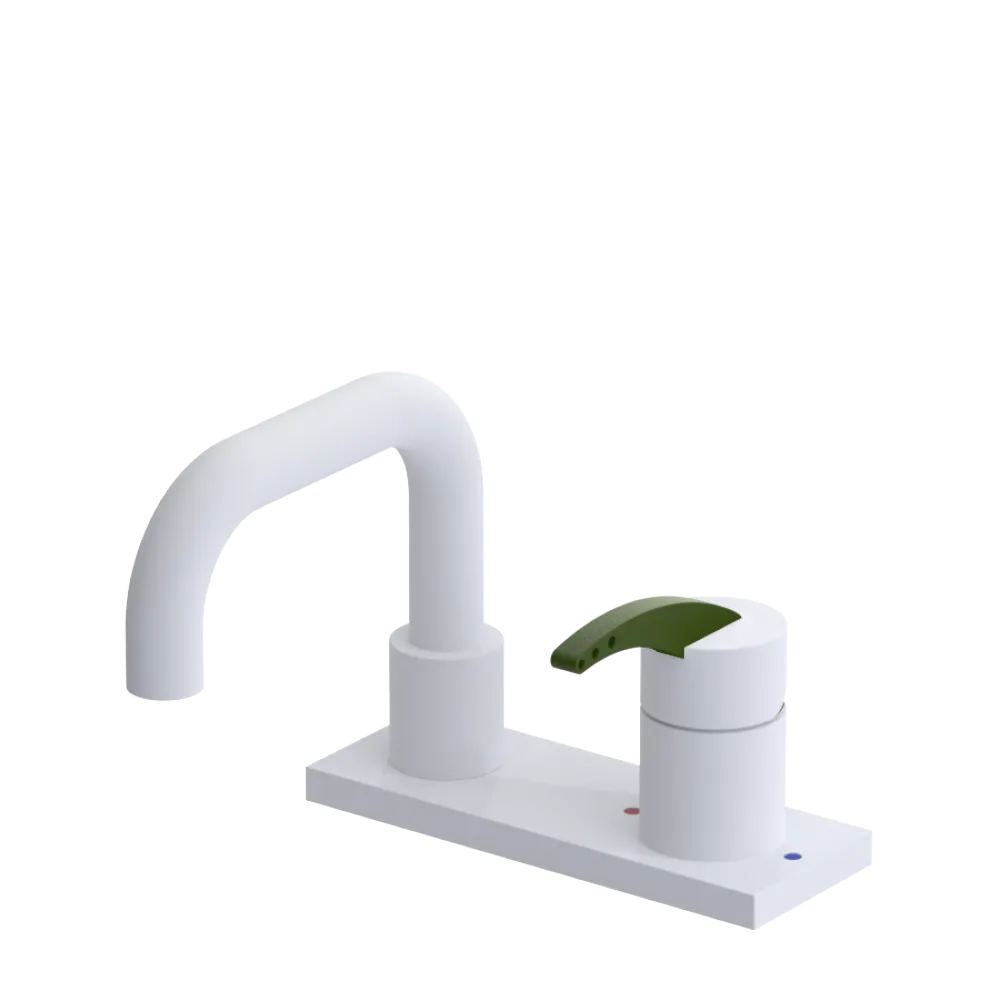 Rubinet 4" Centre Single Control Lav. Set. with Genesis spout (less drain) Matt White
