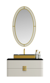 Lumina LED Oval Bathroom Mirror – 28" x 43" | Gold Black & Apricot Pear
