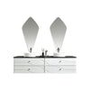 Vela Modern Artistic Double Sink Floating Vanity – Retro White with Black Marble Countertop