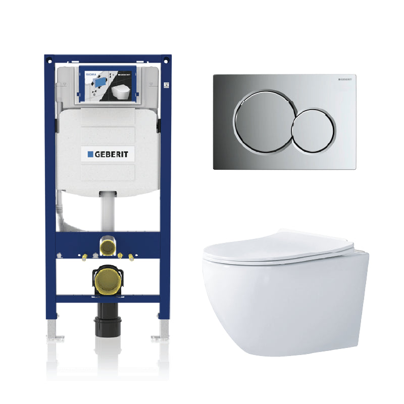 Alps Victoria Wall-Mounted Elongated Toilet Dual-Flush 1.6/1.1 gpf with Geberit Carrier & Seat
