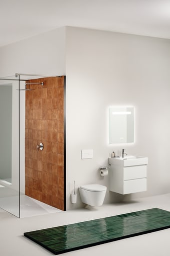 Laufen Glossy White 2-Piece Elongated Dual-Flush Wall Mounted Toilet with Duravit In-Wall Tank (Seat Included)