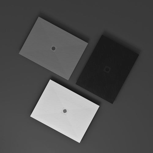 Shower base Slate 48 x 42, custom-made tile flange installation, in three colors