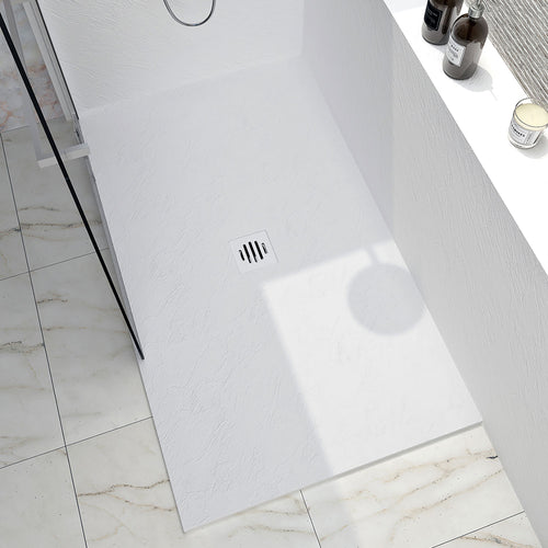 Shower base Slate 48 x 42, custom-made tile flange installation, in three colors