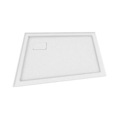 Zitta Shower base 54" x 36", angled ,in a corner, wall on the left side, drain on the left side, in glossy white