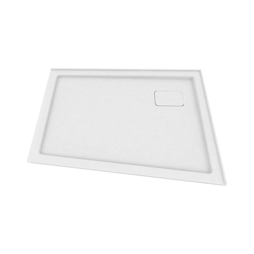 Zitta Shower base 54" x 36", angled, in a corner, wall on the right side, drain on the right side, in glossy white