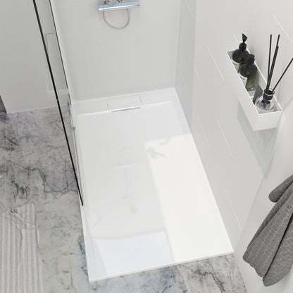 Zitta Shower base Liss 60 x 32, custom-made tile flange installation, in glossy white
