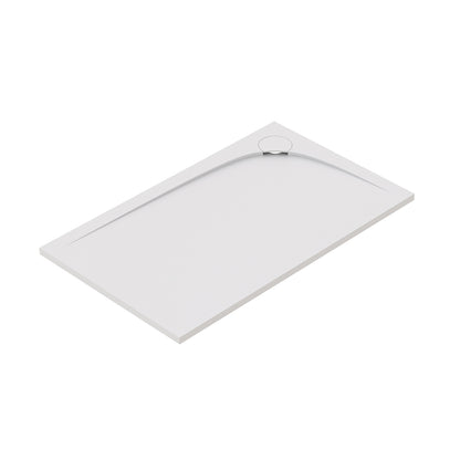 Zitta Shower base Moon 60 x 32, in alcove, drain on the left side, in glossy white