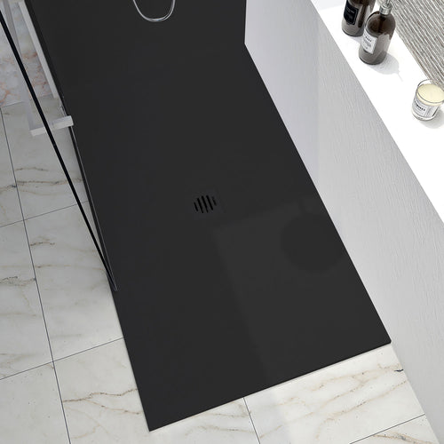 Zitta Shower base Slate 60 x 32, on wall, in black