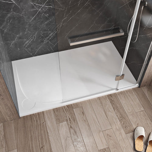 Zitta Shower base Moon 60 x 36, in alcove, drain on the left side, in glossy white