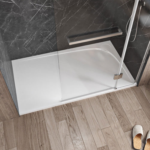 Zitta Shower base Moon 60 x 36, in alcove, drain on the right side, in glossy white