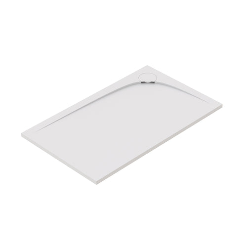 Zitta Shower base Moon 60 x 36, in a corner, wall on the right side, drain on the right side, in glossy white