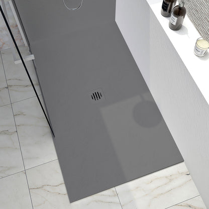 Zitta Shower base Slate 60 x 42, in alcove, in black