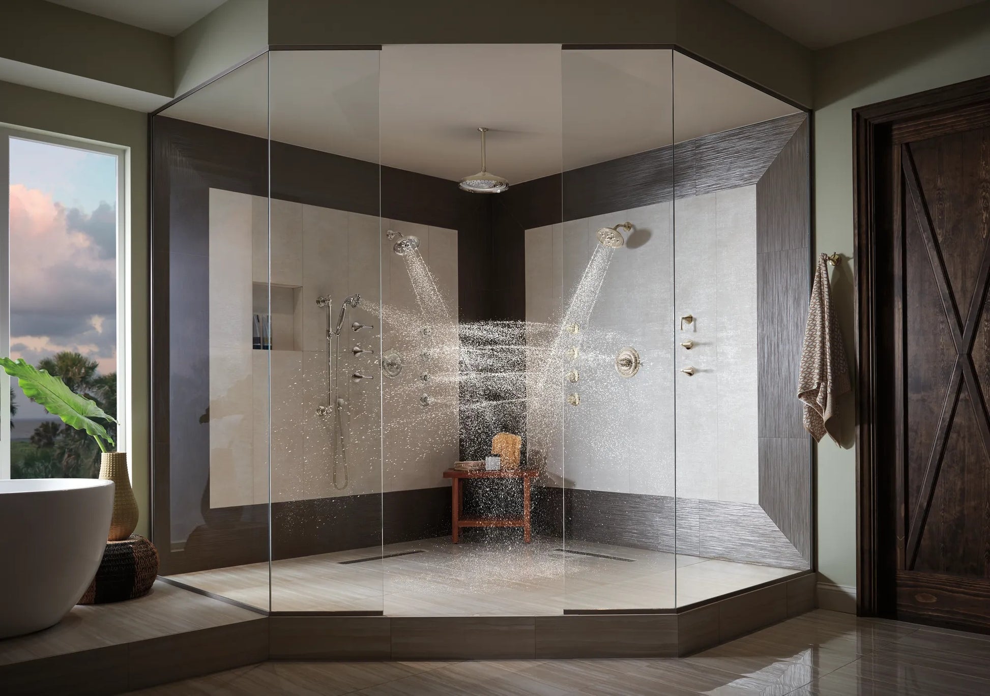 Essential Shower Series 7" Classic Round H2Okinetic Single Function Wall Mount Showerhead lifestyle