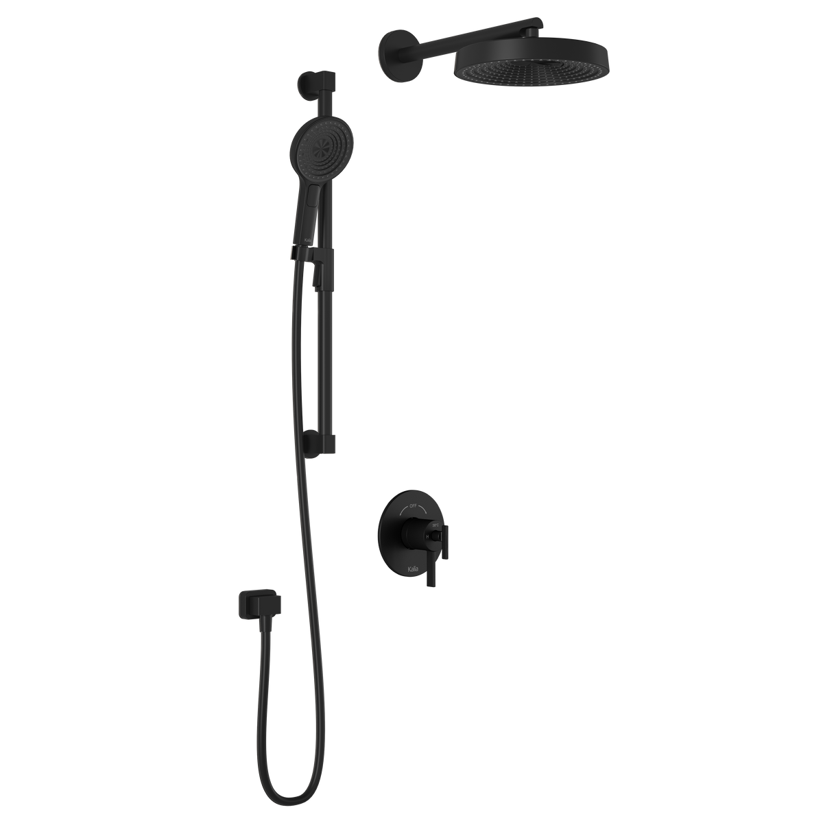 RoundOne™ TCD1 PREMIA (Valve Not Included) : AQUATONIK™ T/P Coaxial Shower System with Wallarm Matte Black