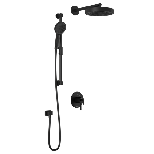 RoundOne™ TCD1 PREMIA (Valve Not Included) : AQUATONIK™ T/P Coaxial Shower System with Wallarm Matte Black