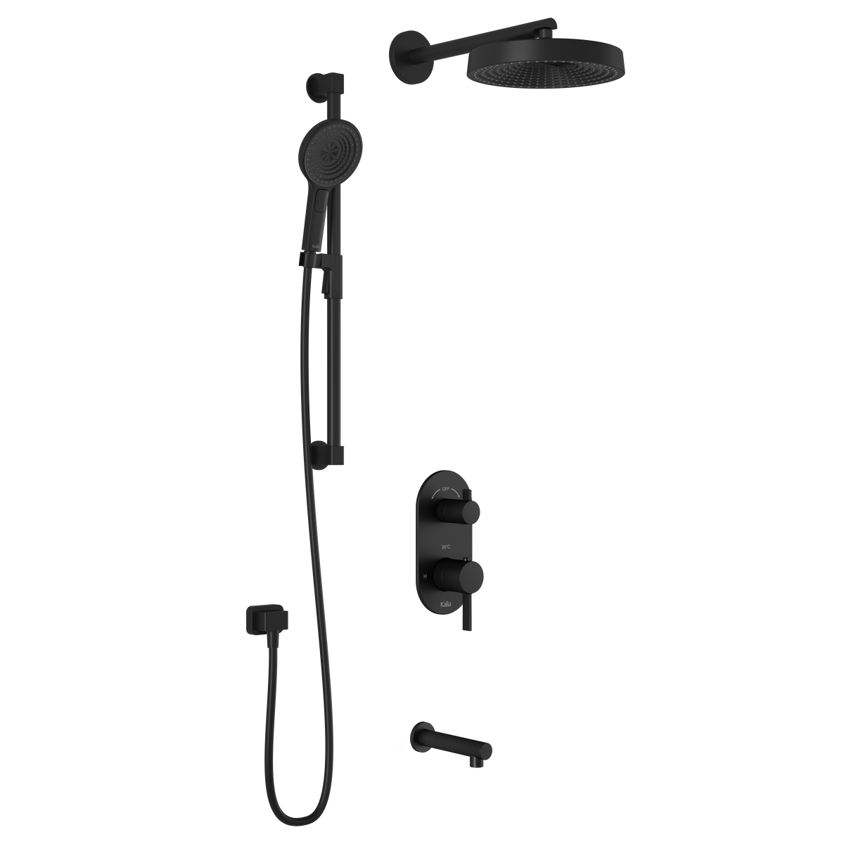 RoundOne™ TD3 PREMIA : AQUATONIK™ T/P with Diverter Shower System with Wallarm Matte Black