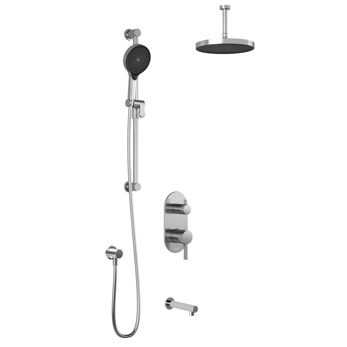 RoundOne™ TD3 PLUS (Valve Not Included) : AQUATONIK™ T/P with Diverter Shower System with Vertical Ceiling Arm Chrome