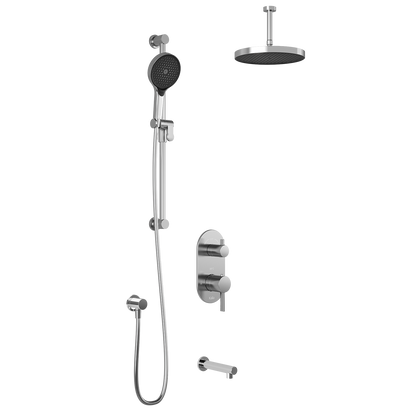 RoundOne™ TD3 PLUS (Valve Not Included) : AQUATONIK™ T/P with Diverter Shower System with Vertical Ceiling Arm Chrome