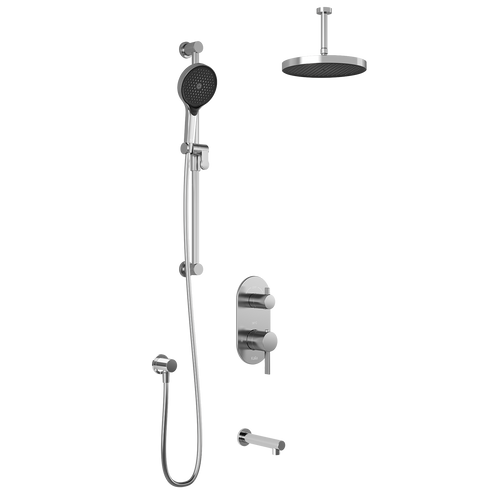 RoundOne™ TD3 PLUS (Valve Not Included) : AQUATONIK™ T/P with Diverter Shower System with Vertical Ceiling Arm Chrome
