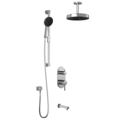 RoundOne™ TD3 PREMIA (Valve Not Included) : AQUATONIK™ T/P with Diverter Shower System with Vertical Ceiling Arm Chrome