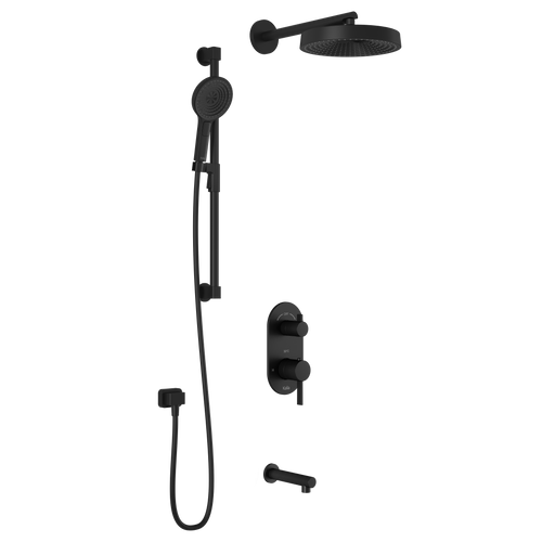 RoundOne™ TD3 PREMIA (Valve Not Included) : AQUATONIK™ T/P with Diverter Shower System with Wallarm Matte Black