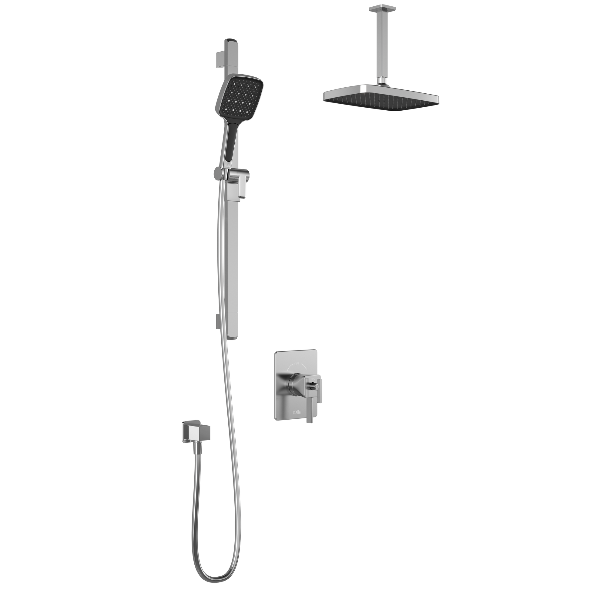 SquareOne™ TCD1 PLUS (Valve Not Included) : AQUATONIK™ T/P Coaxial Shower System with Vertical Ceiling Arm