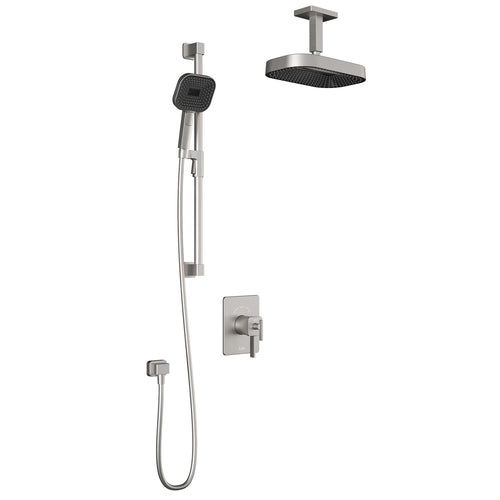 Kalia SquareOne™ TCD1 PREMIA (Valve Not Included) : AQUATONIK™ T/P Coaxial Shower System with Vertical Ceiling Arm