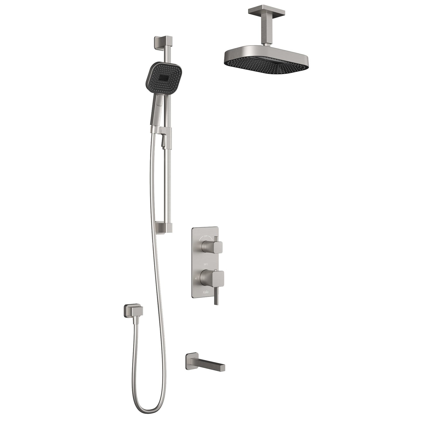 Kalia SquareOne™ TD3 PREMIA (Valve Not Included) : AQUATONIK™ T/P with Diverter Shower System with Vertical Ceiling Arm