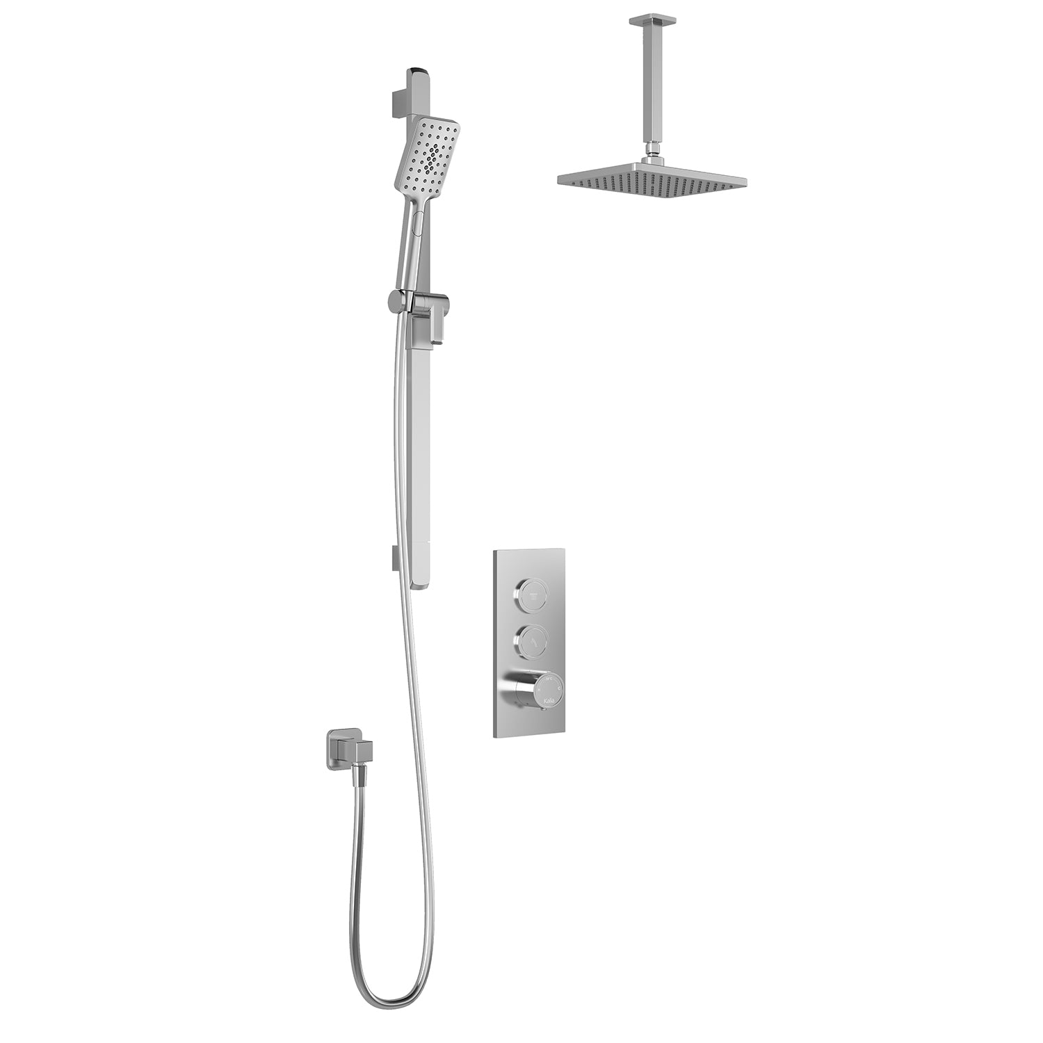 SquareOne™ TB2 (Valve Not Included) : AQUATONIK™ T/P Push-Button Shower System with Vertical Ceiling Arm Chrome