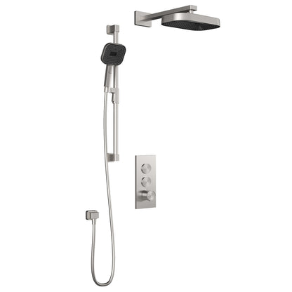 Kalia SquareOne™ TB2 PREMIA (Valve Not Included) : AQUATONIK™ T/P Push-Button Shower System with Wallarm