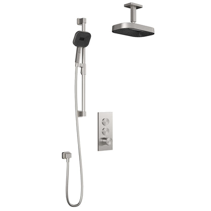 Kalia SquareOne™ TB2 PREMIA (Valve Not Included) : AQUATONIK™ T/P Push-Button Shower System with Vertical Ceiling Arm