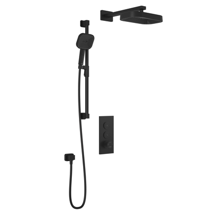 Kalia SquareOne™ TB2 PREMIA (Valve Not Included) : AQUATONIK™ T/P Push-Button Shower System with Wallarm