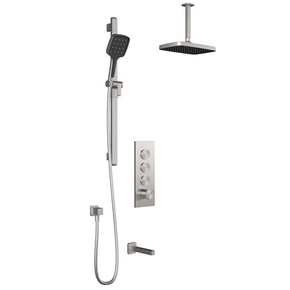 Kalia SquareOne™ TB3 PLUS : AQUATONIK™ T/P Push-Button Shower System with Vertical Ceiling Arm