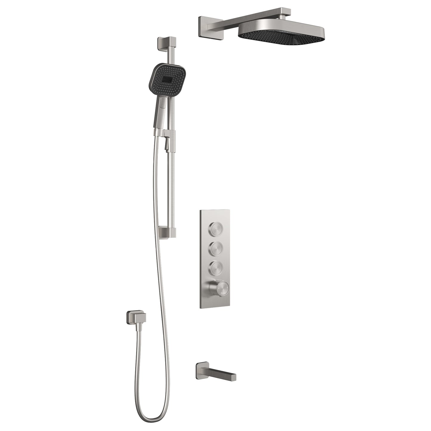 Kalia SquareOne™ TB3 PREMIA : AQUATONIK™ T/P Push-Button Shower System with Wallarm