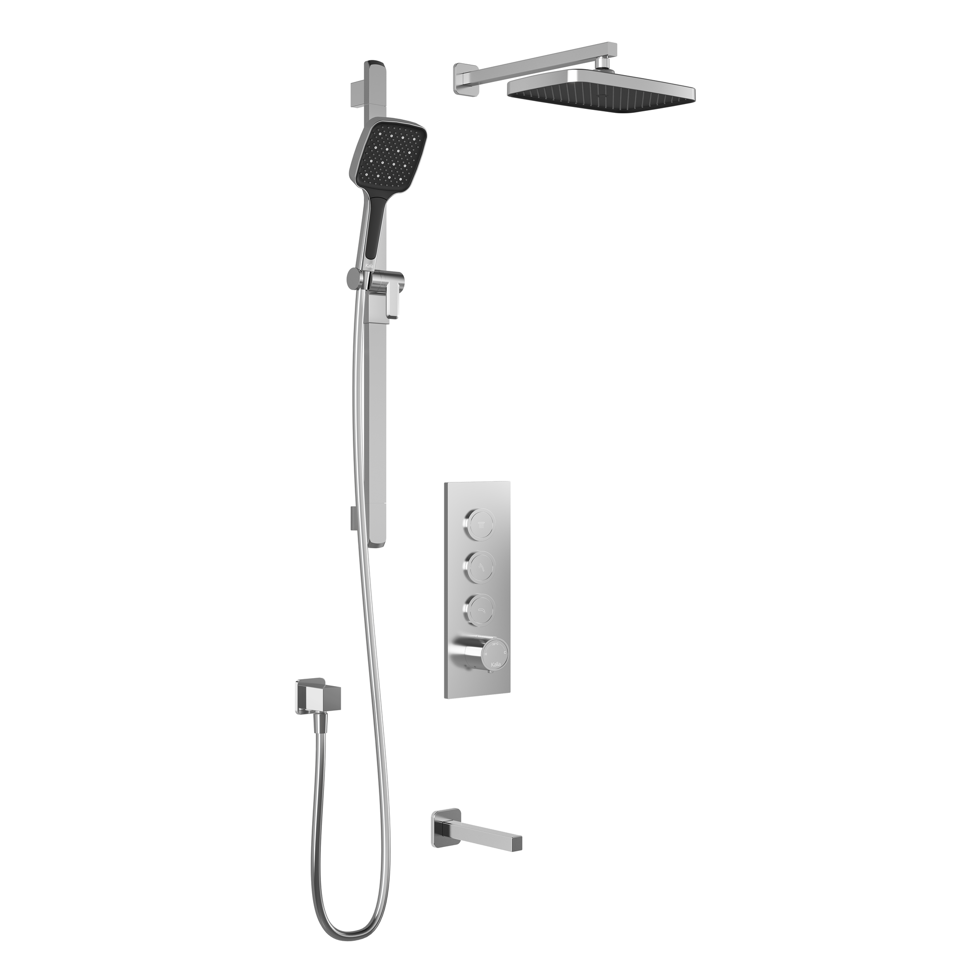 SquareOne™ TB3 PLUS (Valve Not Included) : AQUATONIK™ T/P Push-Button Shower System with Wallarm