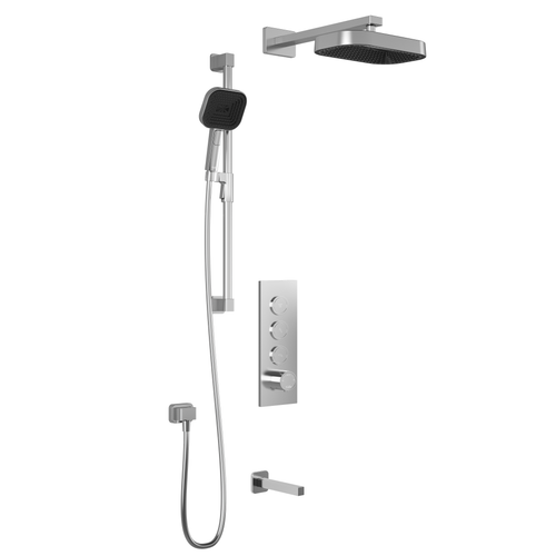 SquareOne™ TB3 PREMIA (Valve Not Included) : AQUATONIK™ T/P Push-Button Shower System with Wallarm Chrome