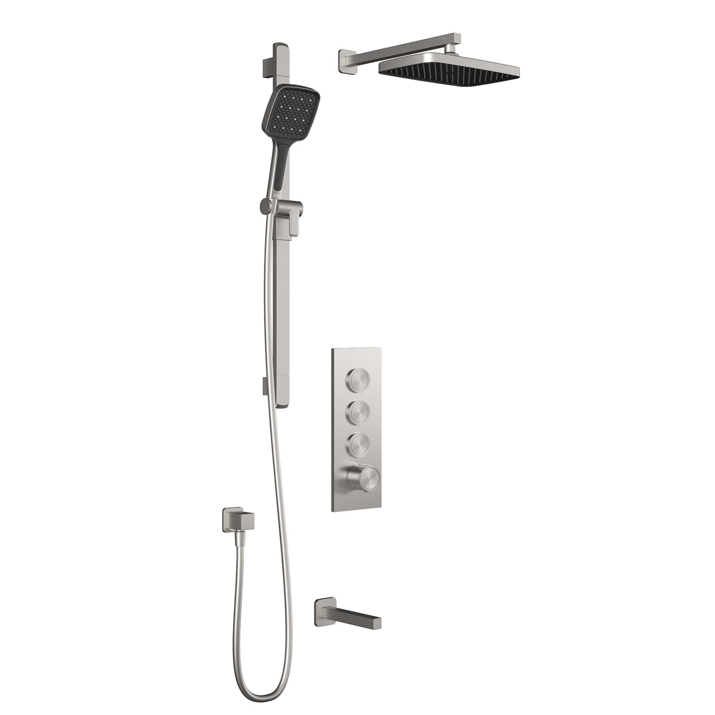 Kalia SquareOne™ TB3 PLUS (Valve Not Included) : AQUATONIK™ T/P Push-Button Shower System with Wallarm