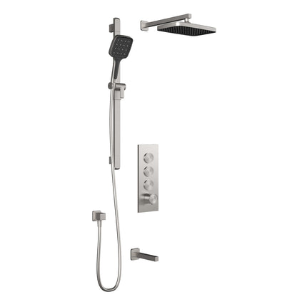 Kalia SquareOne™ TB3 PLUS (Valve Not Included) : AQUATONIK™ T/P Push-Button Shower System with Wallarm