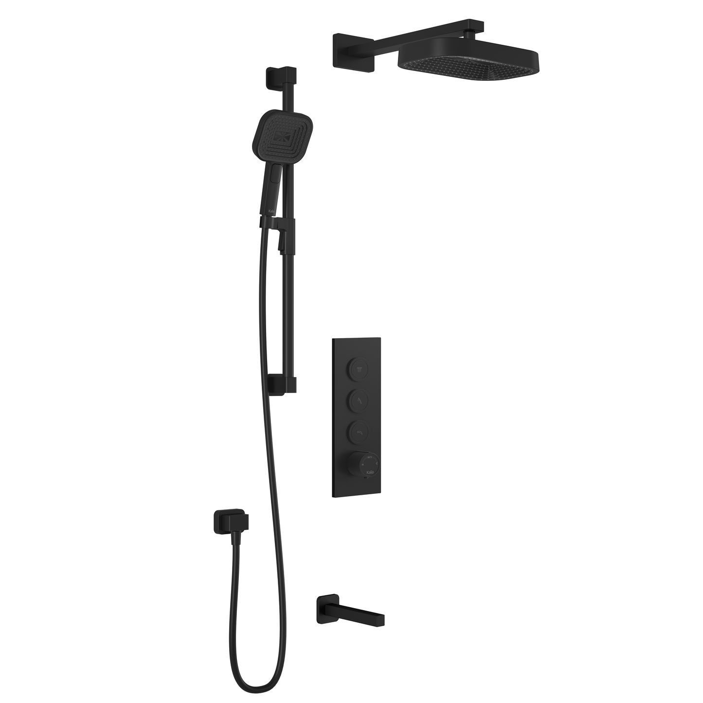 SquareOne™ TB3 PREMIA (Valve Not Included) : AQUATONIK™ T/P Push-Button Shower System with Wallarm Matte Black