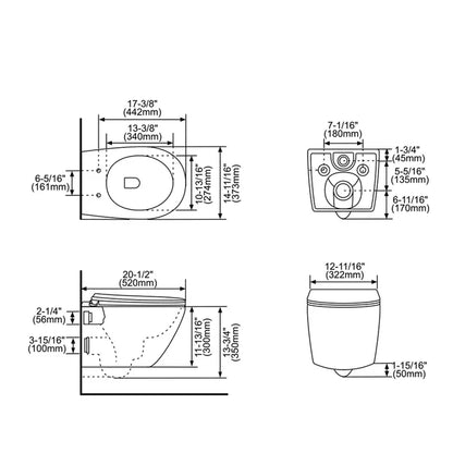 Parma Wall-Mounted Toilet Dual Flush - WHT-BL001 With Seat - Glossy White