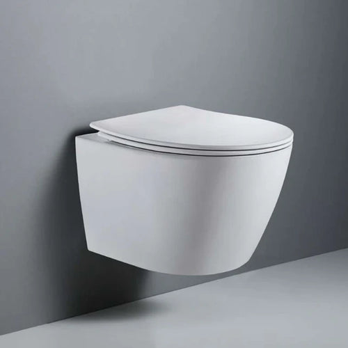 Parma Wall-Mounted Toilet Dual Flush - WHT-BL001 With Seat - Glossy White