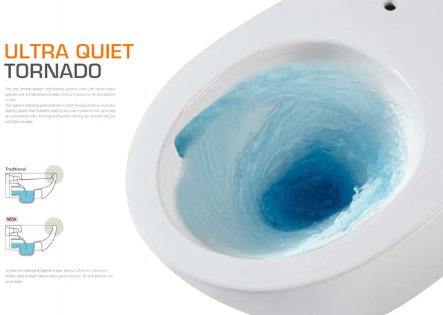 Parma Wall-Mounted Toilet Dual Flush - WHT-BL001 With Seat - Glossy White