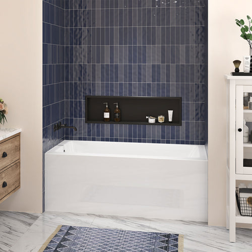 Zitta Skirt bathtub in alcove with left drain, 60" x 30'', in glossy white