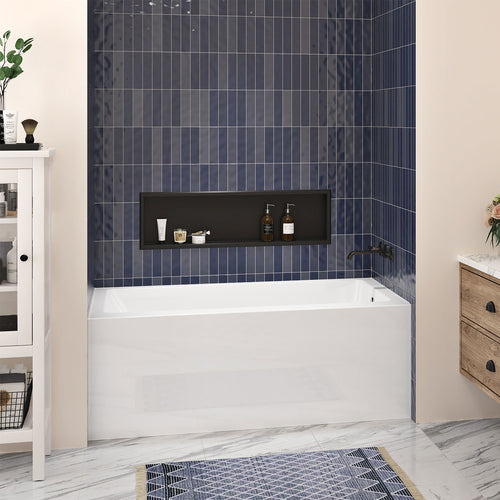 Zitta Skirt bathtub in alcove with right drain, 60"x 30'', in glossy white