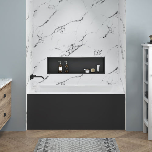 Zitta Skirt bathtub in alcove with left drain, 60" x 32", in matte black