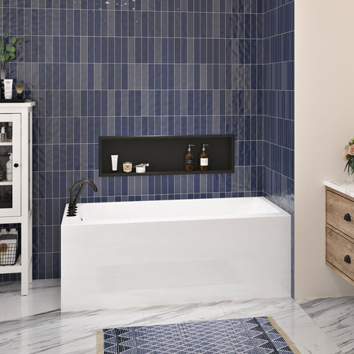 Zitta Skirt bathtub in a right corner with left drain, 60" x 32", in glossy white