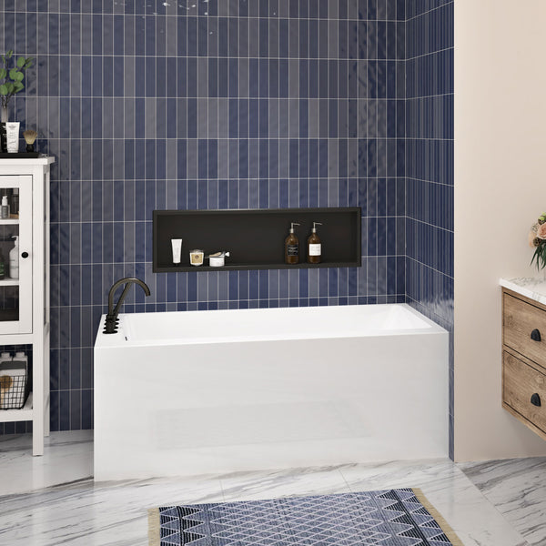 Zitta Skirt bathtub in a right corner with left drain, 60" x 32", in glossy white