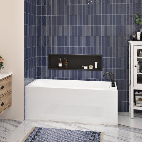 Zitta Skirt bathtub in a left corner with right drain, 60" x 32", in glossy white