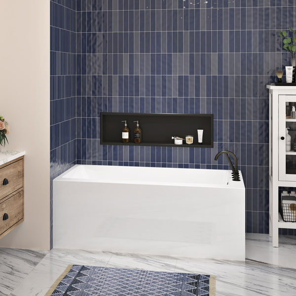 Zitta Skirt bathtub in a left corner with right drain, 60" x 32", in glossy white